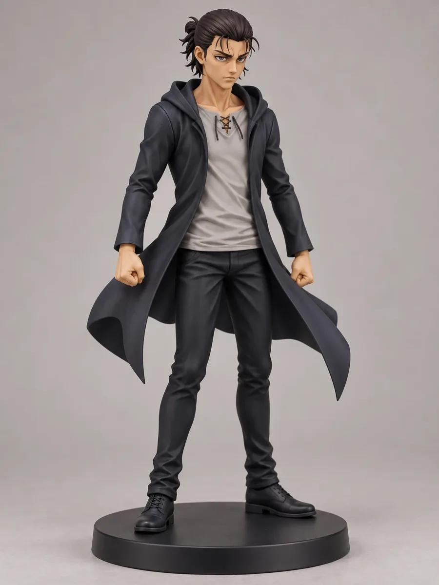 Anime hero Figurine in a dark hooded coat