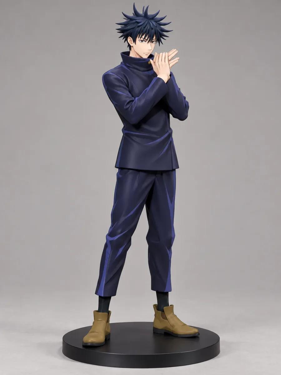 Anime student Figurine with spiky dark hair in a hand-sign pose