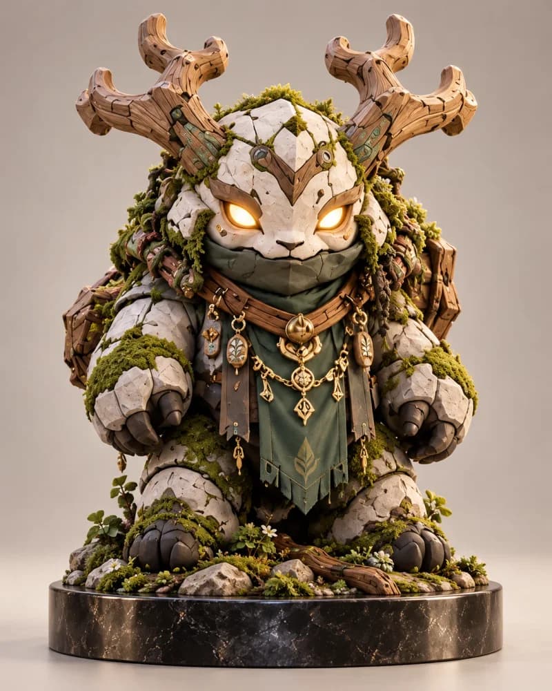 Moss-covered forest guardian Figurine design preview