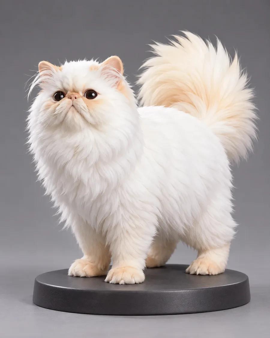Fluffy cream Persian cat Figurine design preview