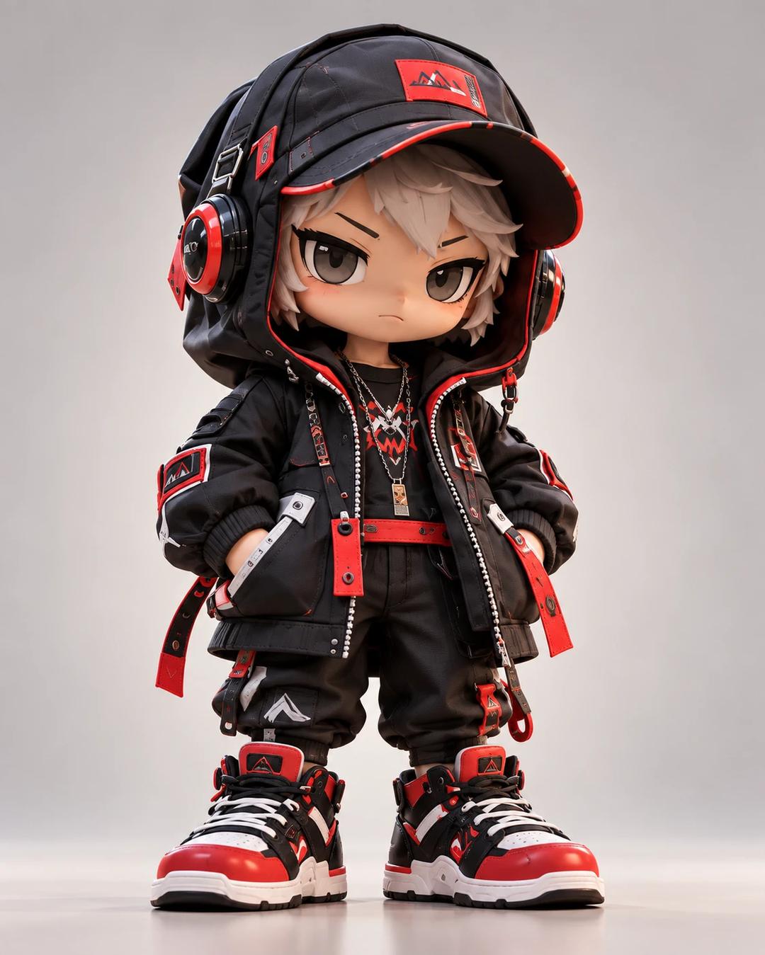 Chibi Figurine in streetwear and headphones