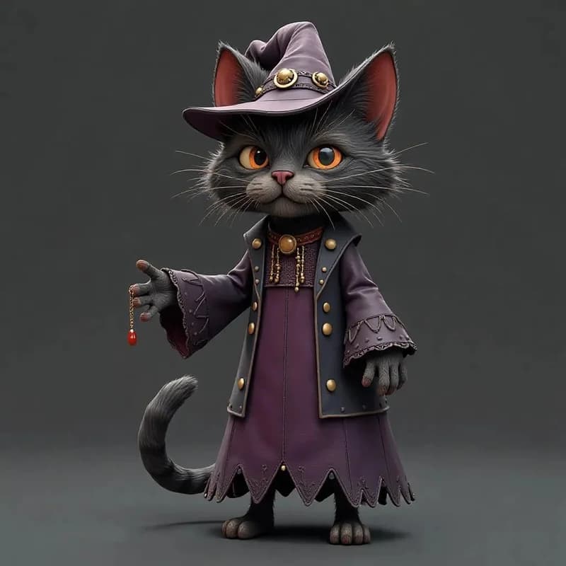 Wizard cat character design preview