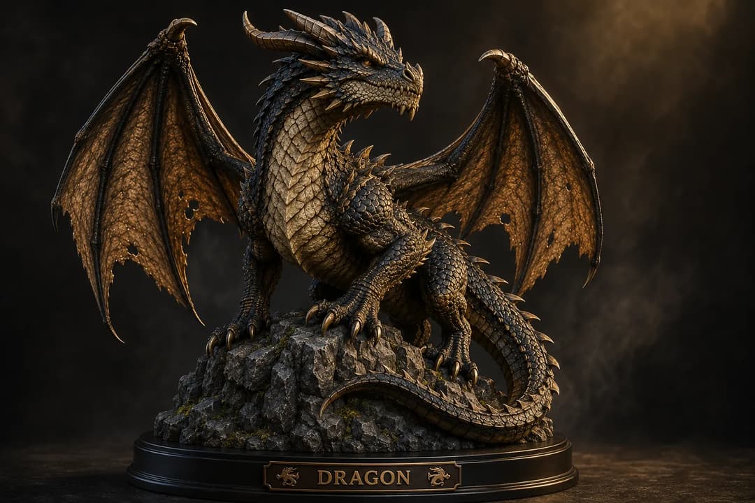 Figurine design preview of an original dragon character